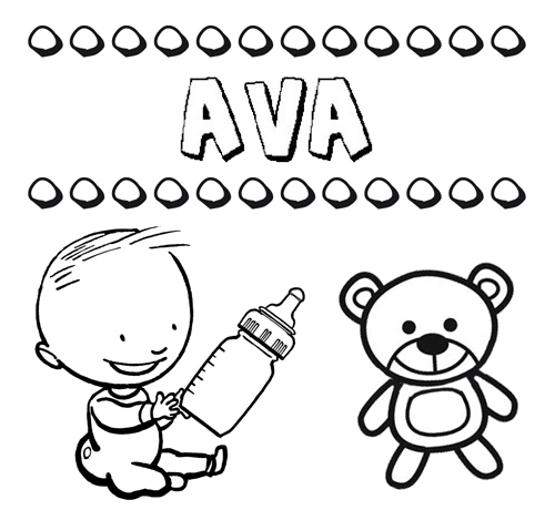 Dibujo del nombre Ava para colorear, pintar e imprimir