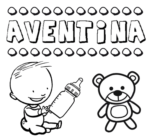 Dibujo del nombre Aventina para colorear, pintar e imprimir