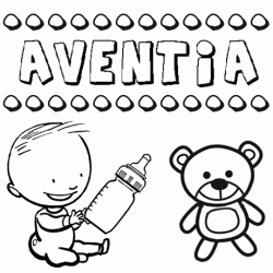 Dibujo del nombre Aventia para colorear, pintar e imprimir