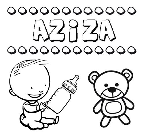 Dibujo del nombre Aziza para colorear, pintar e imprimir