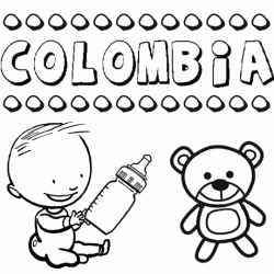 Dibujo del nombre Colombia para colorear, pintar e imprimir