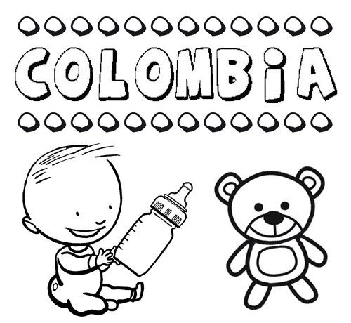 Dibujo del nombre Colombia para colorear, pintar e imprimir