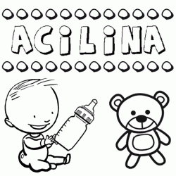 Dibujo del nombre Acilina para colorear, pintar e imprimir
