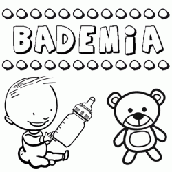 Dibujo del nombre Bademia para colorear, pintar e imprimir