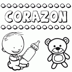 Dibujo del nombre Corazón para colorear, pintar e imprimir