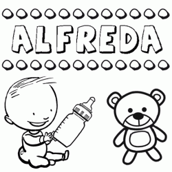Dibujo del nombre Alfreda para colorear, pintar e imprimir