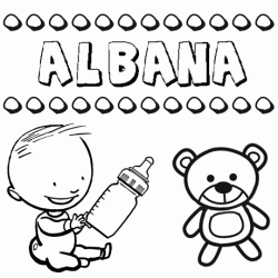 Dibujo del nombre Albana para colorear, pintar e imprimir