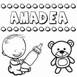 Dibujo del nombre Amadea para colorear, pintar e imprimir