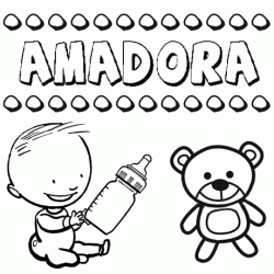 Dibujo del nombre Amadora para colorear, pintar e imprimir