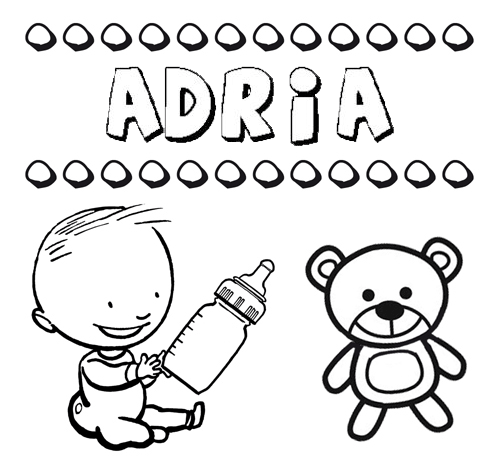 Dibujo del nombre Adria para colorear, pintar e imprimir