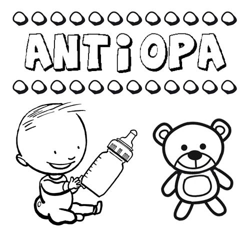 Dibujo del nombre Antiopa para colorear, pintar e imprimir