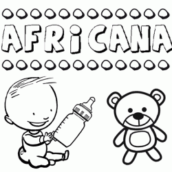 Dibujo del nombre Africana para colorear, pintar e imprimir