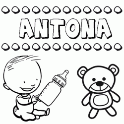 Dibujo del nombre Antona para colorear, pintar e imprimir