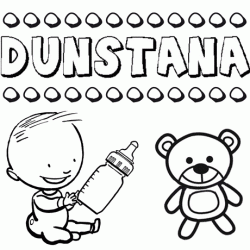 Dibujo del nombre Dunstana para colorear, pintar e imprimir