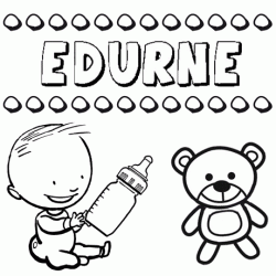 Dibujo del nombre Edurne para colorear, pintar e imprimir