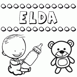 Dibujo del nombre Elda para colorear, pintar e imprimir