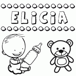 Dibujo del nombre Elicia para colorear, pintar e imprimir