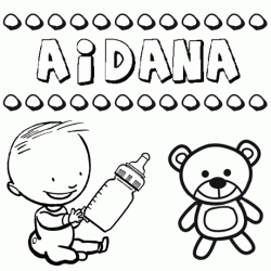 Dibujo del nombre Aidana para colorear, pintar e imprimir