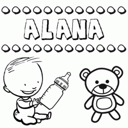 Dibujo del nombre Alana para colorear, pintar e imprimir