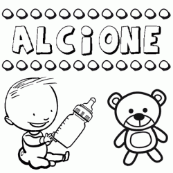 Dibujo del nombre Alcione para colorear, pintar e imprimir