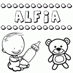 Dibujo del nombre Alfia para colorear, pintar e imprimir