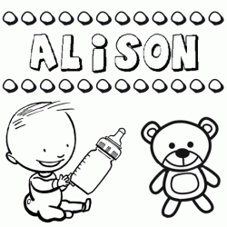 Dibujo del nombre Alison para colorear, pintar e imprimir