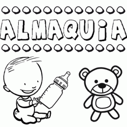 Dibujo del nombre Almaquia para colorear, pintar e imprimir