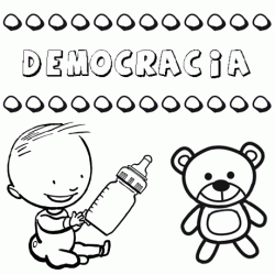 Dibujo del nombre Democracia para colorear, pintar e imprimir