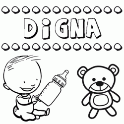 Dibujo del nombre Digna para colorear, pintar e imprimir
