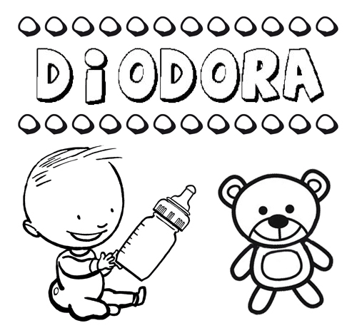 Dibujo del nombre Diodora para colorear, pintar e imprimir