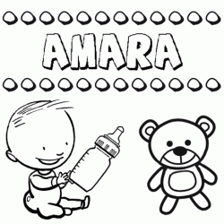 Dibujo del nombre Amara para colorear, pintar e imprimir