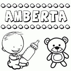 Dibujo del nombre Amberta para colorear, pintar e imprimir