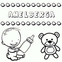 Dibujo del nombre Amelberga para colorear, pintar e imprimir