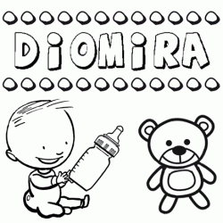 Dibujo del nombre Diomira para colorear, pintar e imprimir