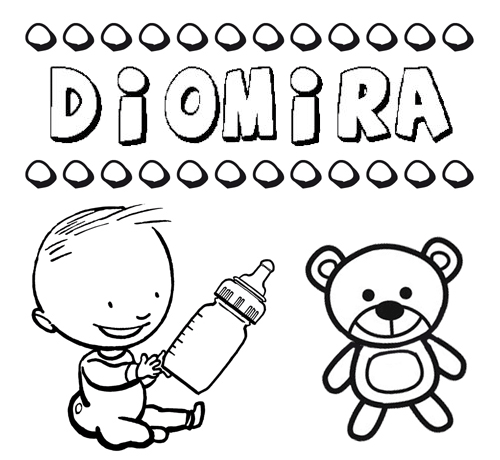 Dibujo del nombre Diomira para colorear, pintar e imprimir