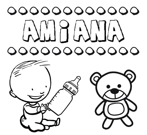 Dibujo del nombre Amiana para colorear, pintar e imprimir