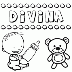 Dibujo del nombre Divina para colorear, pintar e imprimir