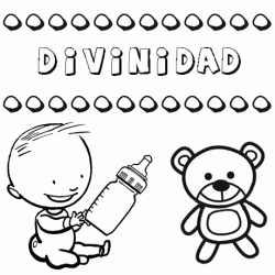 Dibujo del nombre Divinidad para colorear, pintar e imprimir