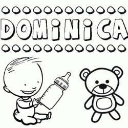 Dibujo del nombre Dominica para colorear, pintar e imprimir