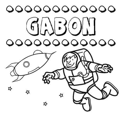 Dibujo del nombre Gabon para colorear, pintar e imprimir