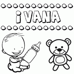 Dibujo del nombre Ivana para colorear, pintar e imprimir