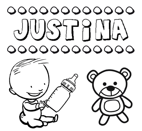 Dibujo del nombre Justina para colorear, pintar e imprimir