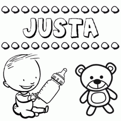 Dibujo del nombre Justa para colorear, pintar e imprimir