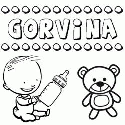Dibujo del nombre Gorvina para colorear, pintar e imprimir