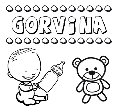 Dibujo del nombre Gorvina para colorear, pintar e imprimir