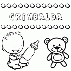 Dibujo del nombre Grimbalda para colorear, pintar e imprimir