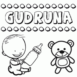 Dibujo del nombre Gudruna para colorear, pintar e imprimir