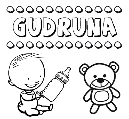 Dibujo del nombre Gudruna para colorear, pintar e imprimir