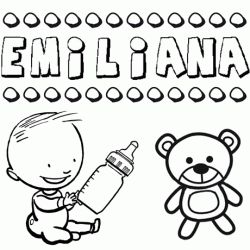 Dibujo del nombre Emiliana para colorear, pintar e imprimir