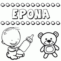 Dibujo del nombre Epona para colorear, pintar e imprimir